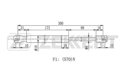 Пружина газовая багажника Zekkert GF2147