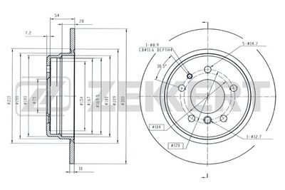 Диск тормозной задний Zekkert BS5017