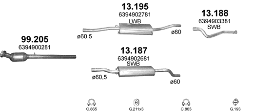 Глушитель средняя часть POLMOSTROW 13187