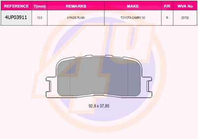 Колодки тормозные TOYOTA 0446633130