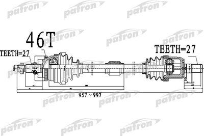 Полуось передний мост справа PATRON PDS0489
