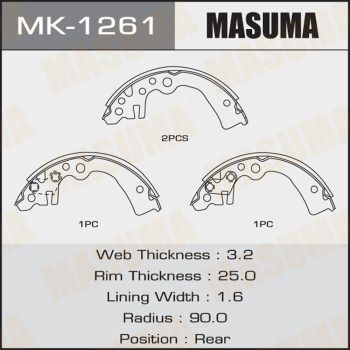 Колодки тормозные барабанные Masuma MK1261