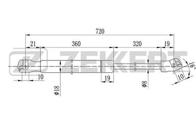 Пружина газовая капота Zekkert GF1113
