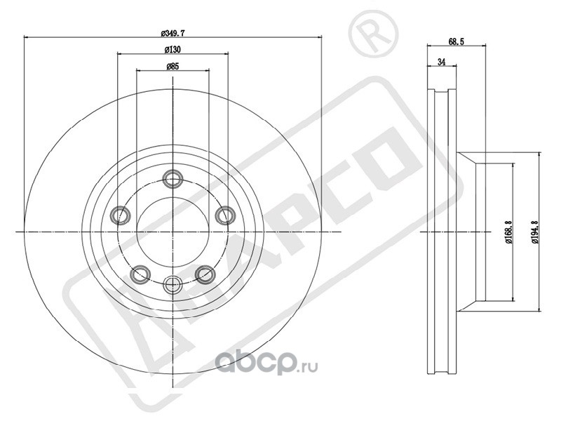 Диск тормозной передний правый вентилируемый BAPCO BD0271