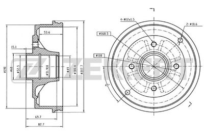 Барабан тормозной задний Zekkert BS5085