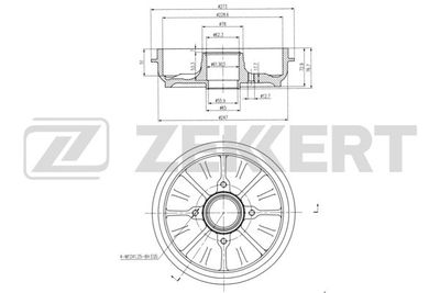Барабан тормозной задний с кольцом АБС Zekkert BS6267