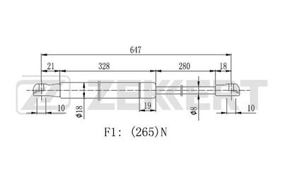 Пружина газовая багажника Zekkert GF2332