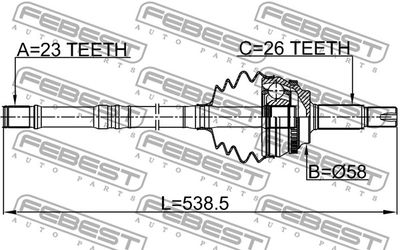 ШРУС наружный с валом FEBEST 0114ZZE120A48LH