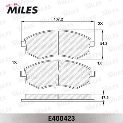Колодки тормозные передние Miles E400423