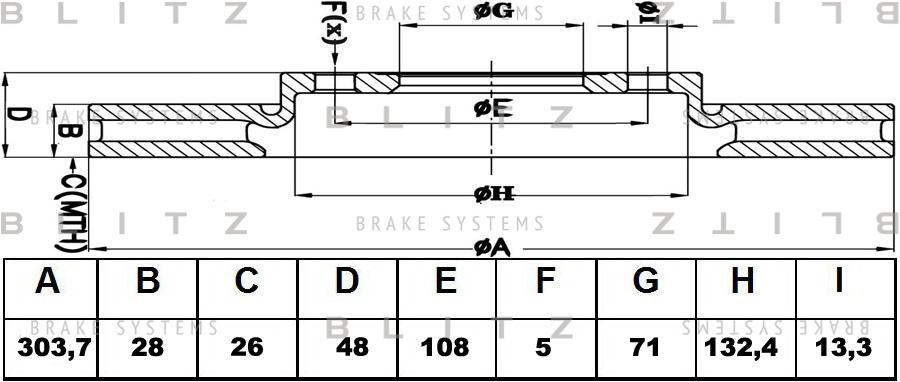 Диск тормозной BLITZ BS0439