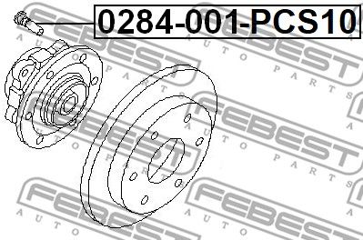 Шпилька колесная FEBEST 0284001PCS10