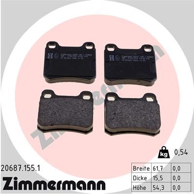 Колодки тормозные дисковые задние ZIMMERMANN 206871551