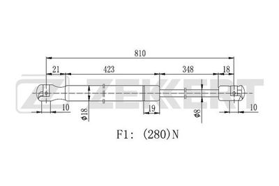 Пружина газовая капота Zekkert GF2222