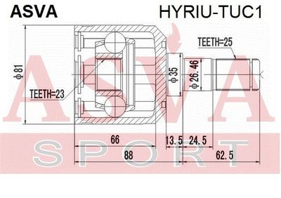 ШРУС внутренний задний ASVA HYRIUTUC1