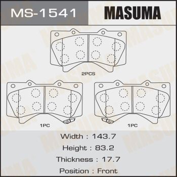 Колодки дисковые передние с антискрипными пластинами Masuma MS1541