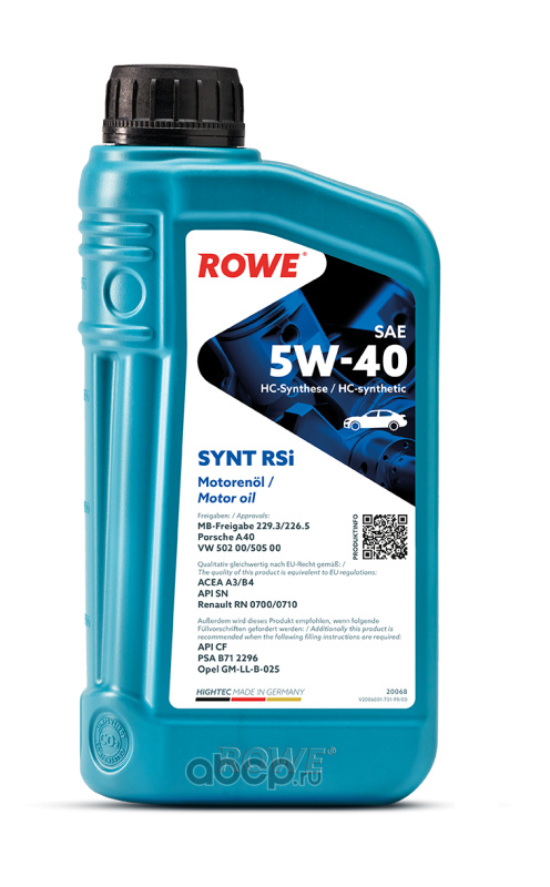 Масло моторное синтетическое ROWE 20068001099