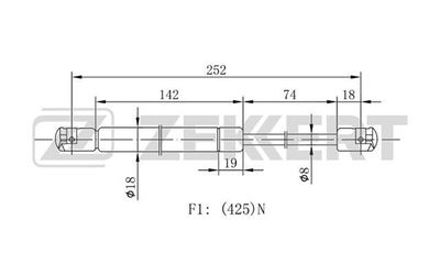 Пружина газовая багажника Zekkert GF1922