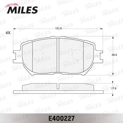 Колодки тормозные передние Miles E400227