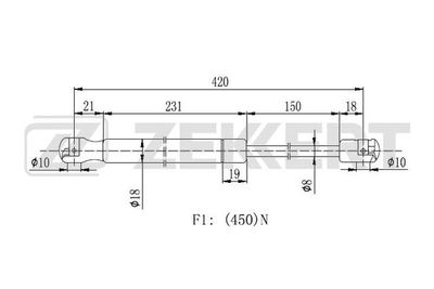 Пружина газовая багажника Zekkert GF2228