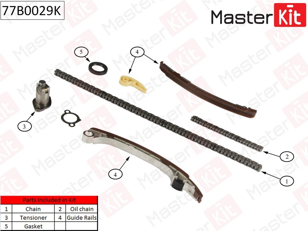 Комплект цепи ГРМ без звездочек MASTERKIT 77B0029K
