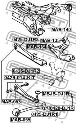 Болт с эксцентриком ремкомплект FEBEST 0429014KIT