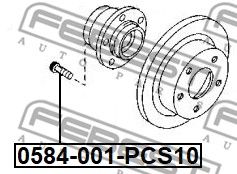 Шпилька колесная FEBEST 0584001PCS10