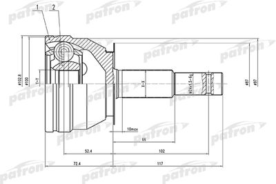 ШРУС наружный PATRON PCV1536
