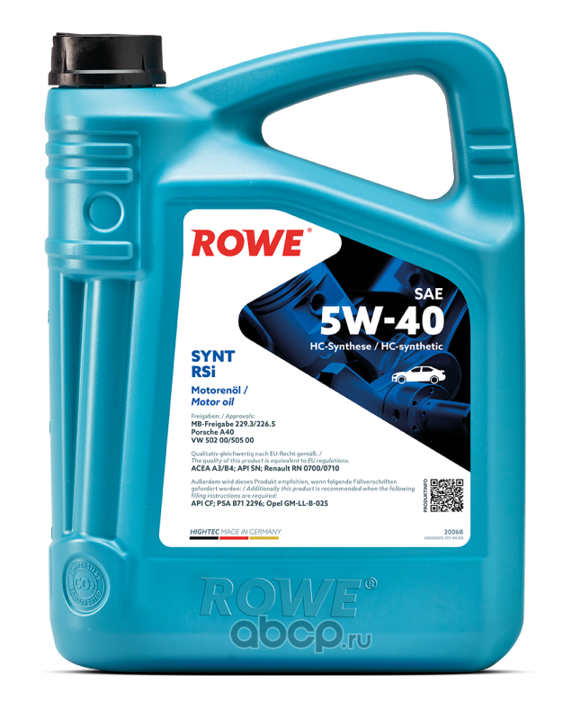 Масло моторное синтетическое ROWE 20068005099