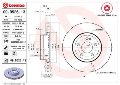 Диск тормозной BREMBO 09D52613