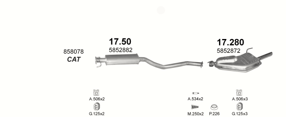Глушитель средняя часть POLMOSTROW 1750